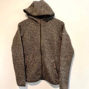 Columbia Brown and Cream Hooded Tweed-Style Zip Jacket